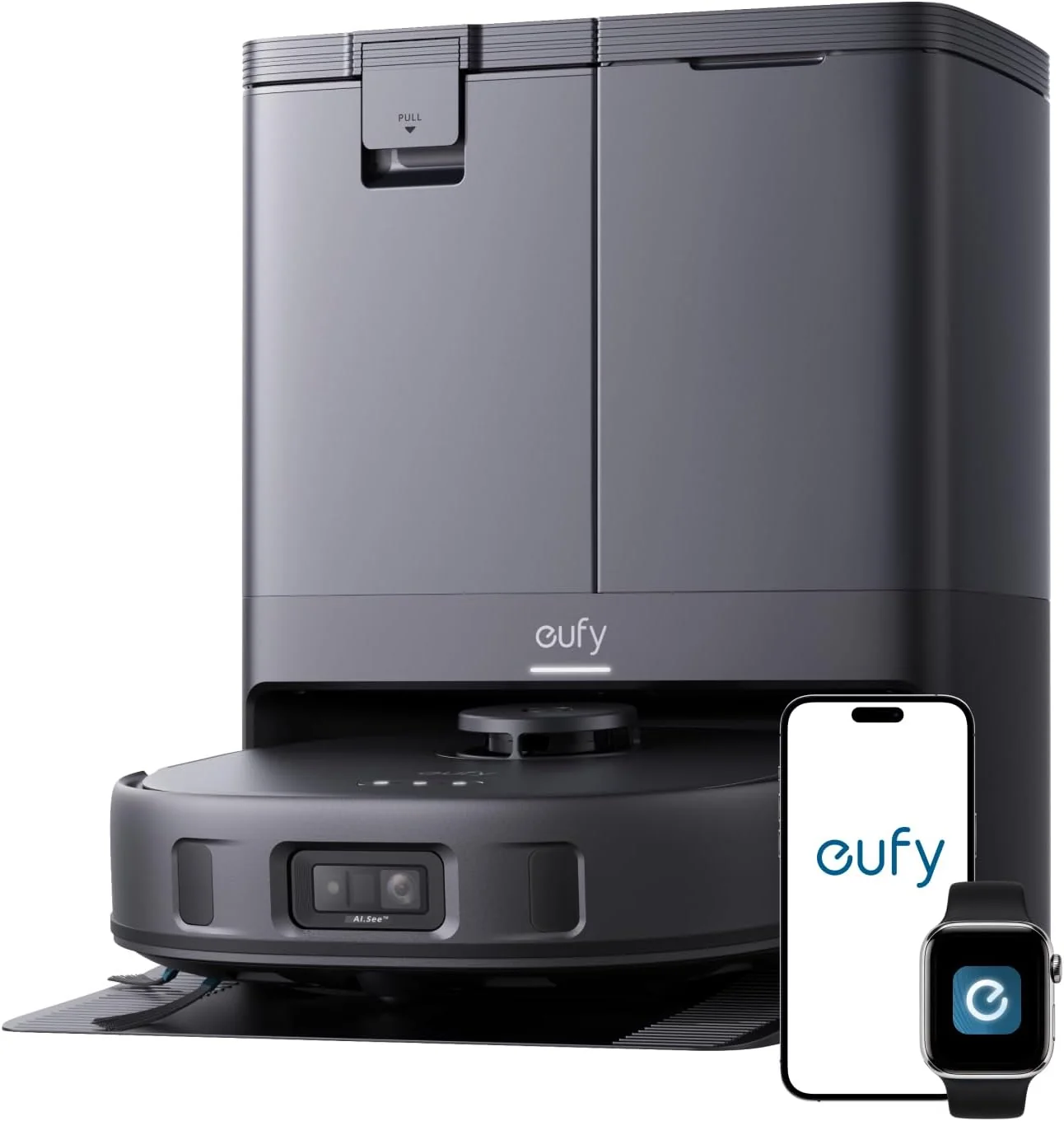 eufy X10 Pro Omni Robot Vacuum and Mop Combo, 8,000 Pa, Dual Mops with 12 mm Auto-Lift and Carpet Detection, AI Obstacle Avoidance, Auto Mop Washing&Drying, Self-Emptying, White