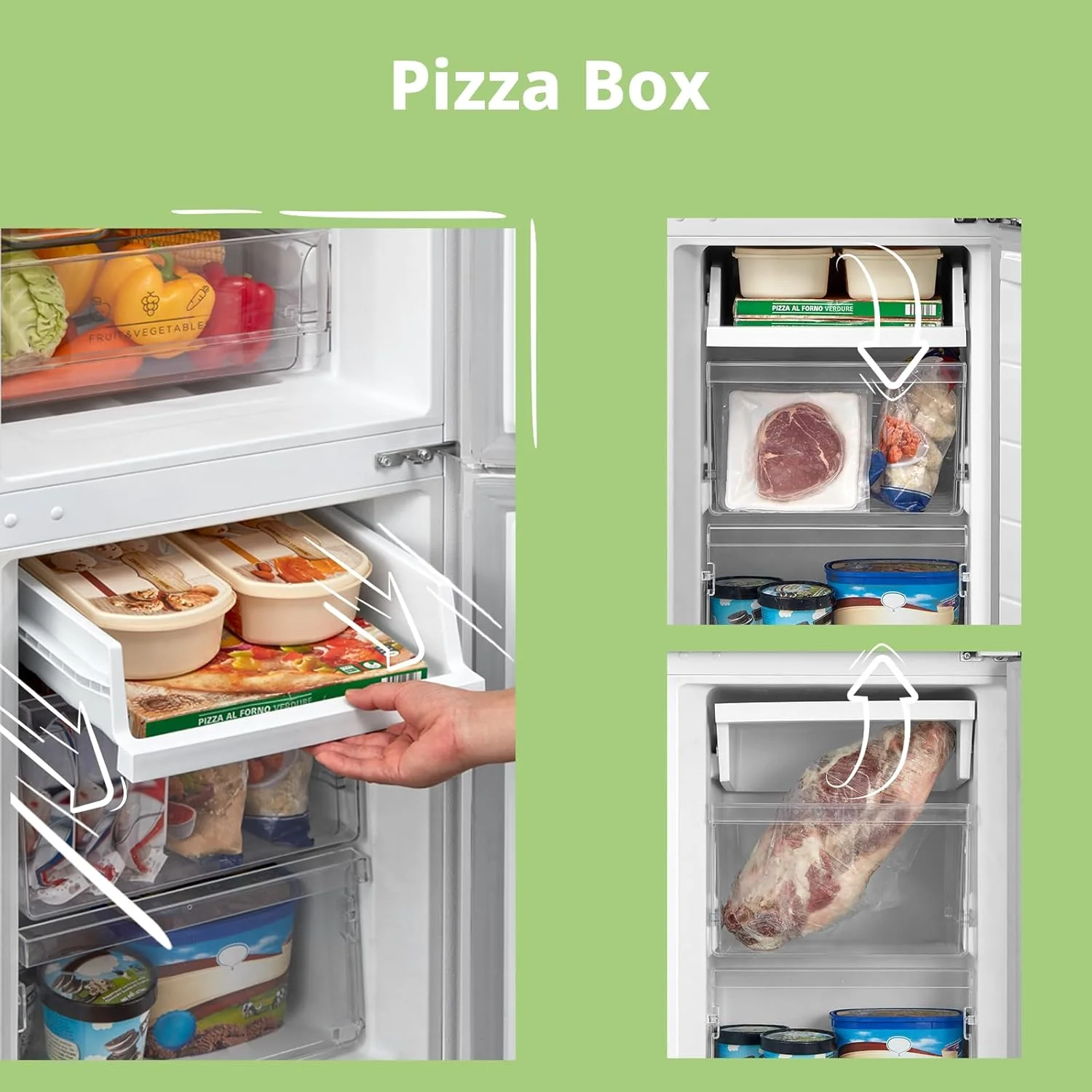 Comfee' RCB169DK3 Kühlschrank mit Gefrierfach 150cm Höhe/Kühl-/Gefrierkombination/Low Frost/174L/leise Kühlgefrierkombi 38dB/Einstellbare Kühlschranktemperatur/LED-Licht/156 kWh/Jahr/Schwarz