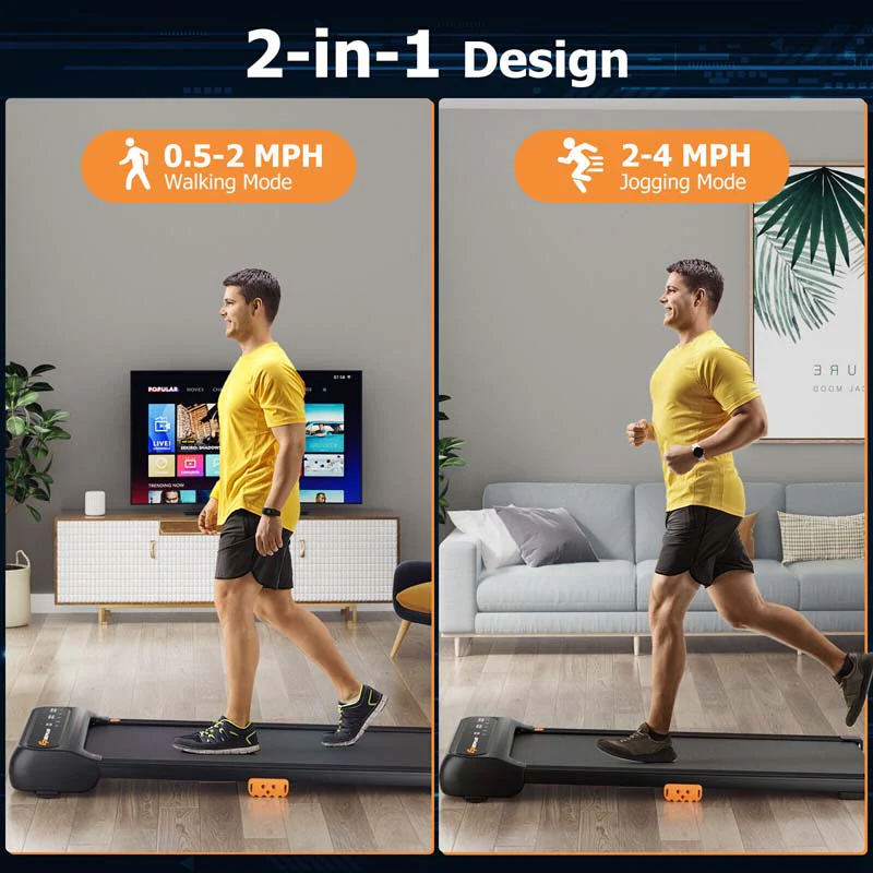 2-in-1 Under Desk Treadmill with Watch-Like Remote Control, 12 Preset Programs, LED Touch Screen, Walking Pad for Home and Office