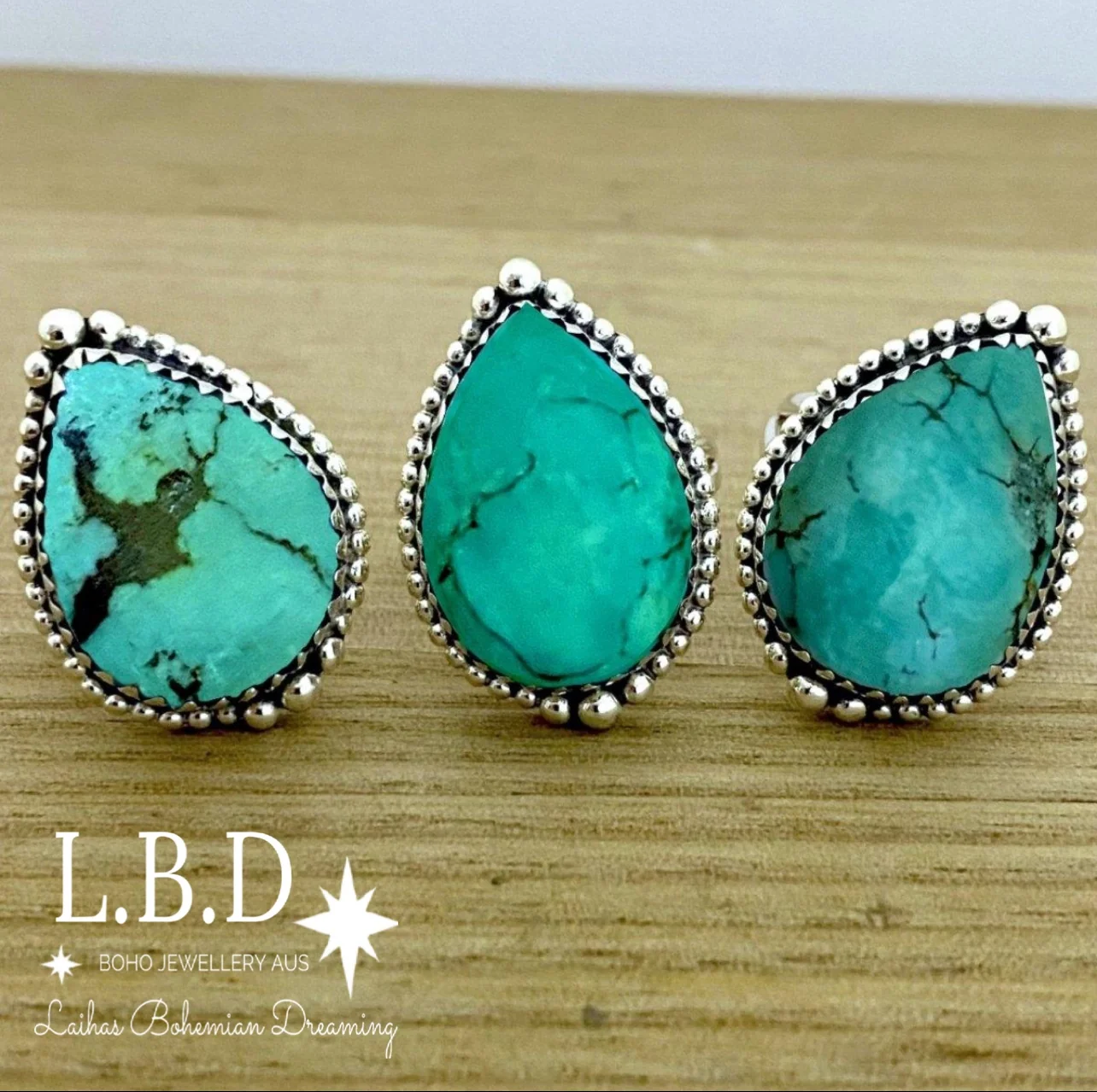 Turquoise Ring- Laihas Bohemian Teardrop Statement Ring