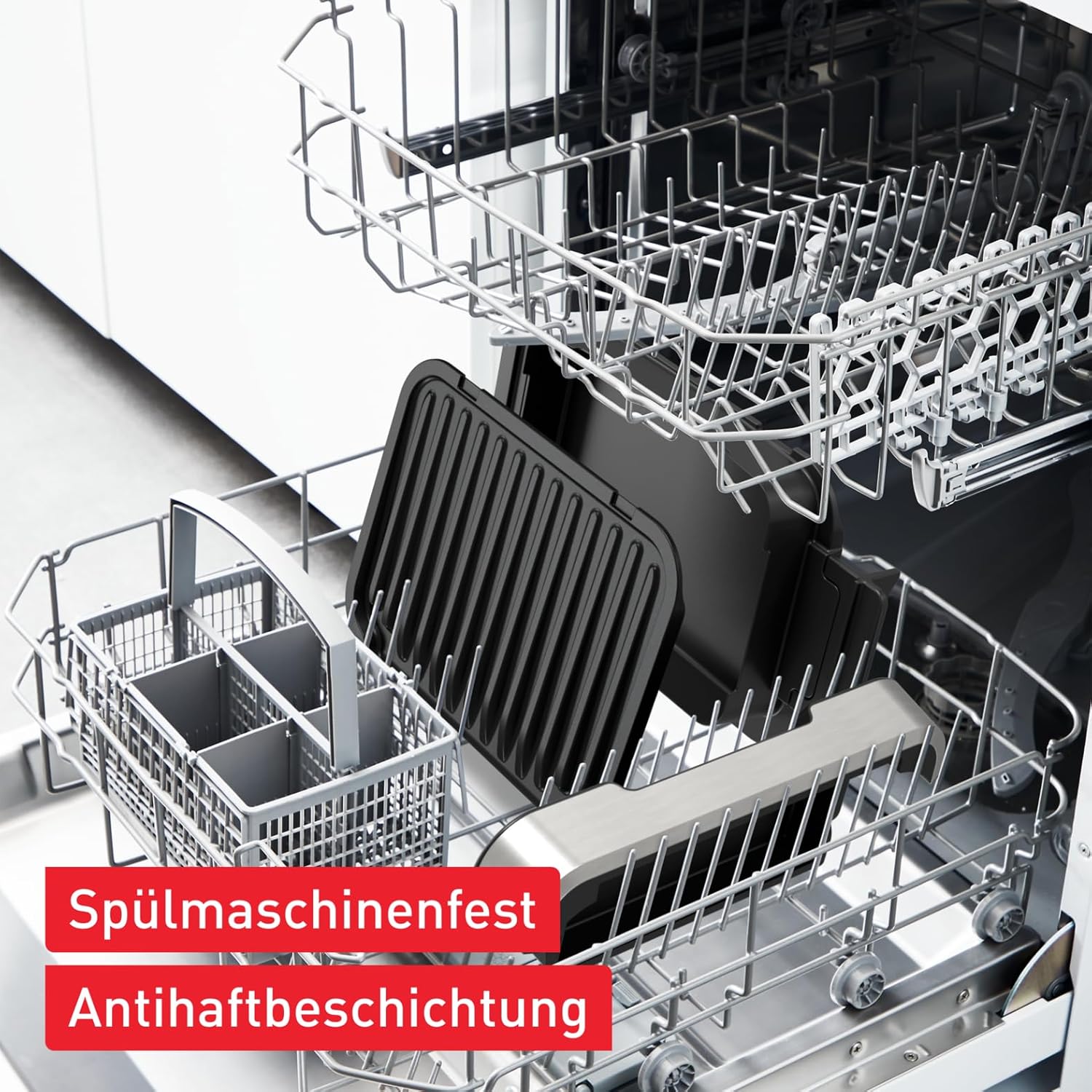 Tefal OptiGrill 4in1 Kontaktgrill mit Backschale, Aufklappbar, Tischgrill, 9 automatische Programme, Garstufenanzeige, spülmaschinengeeignete Teile, Elektrogrill, Backofen, GC776D10