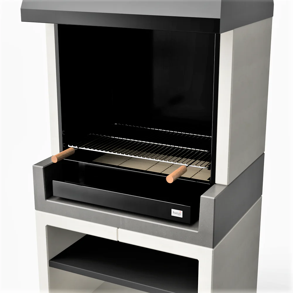 Tuozi - Barbacoa De Obra Para Leña Y Carbón Modelo Kitaway Otte (gris/blanco - 84 X 63 X 206 Cm) Ref: T00170