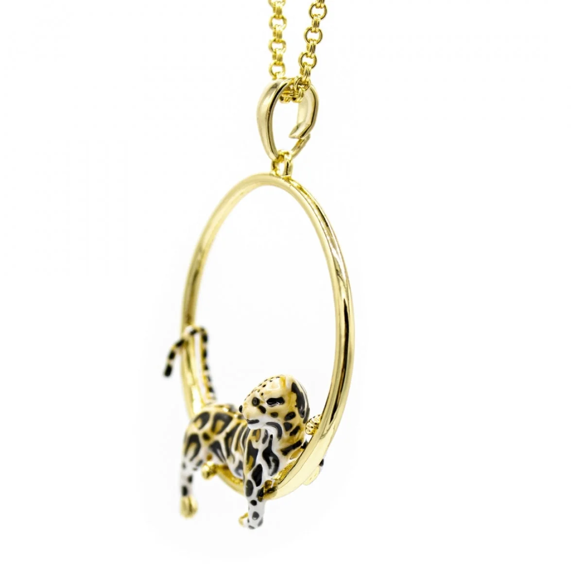 Clouded Leopard Hoop Pendant
