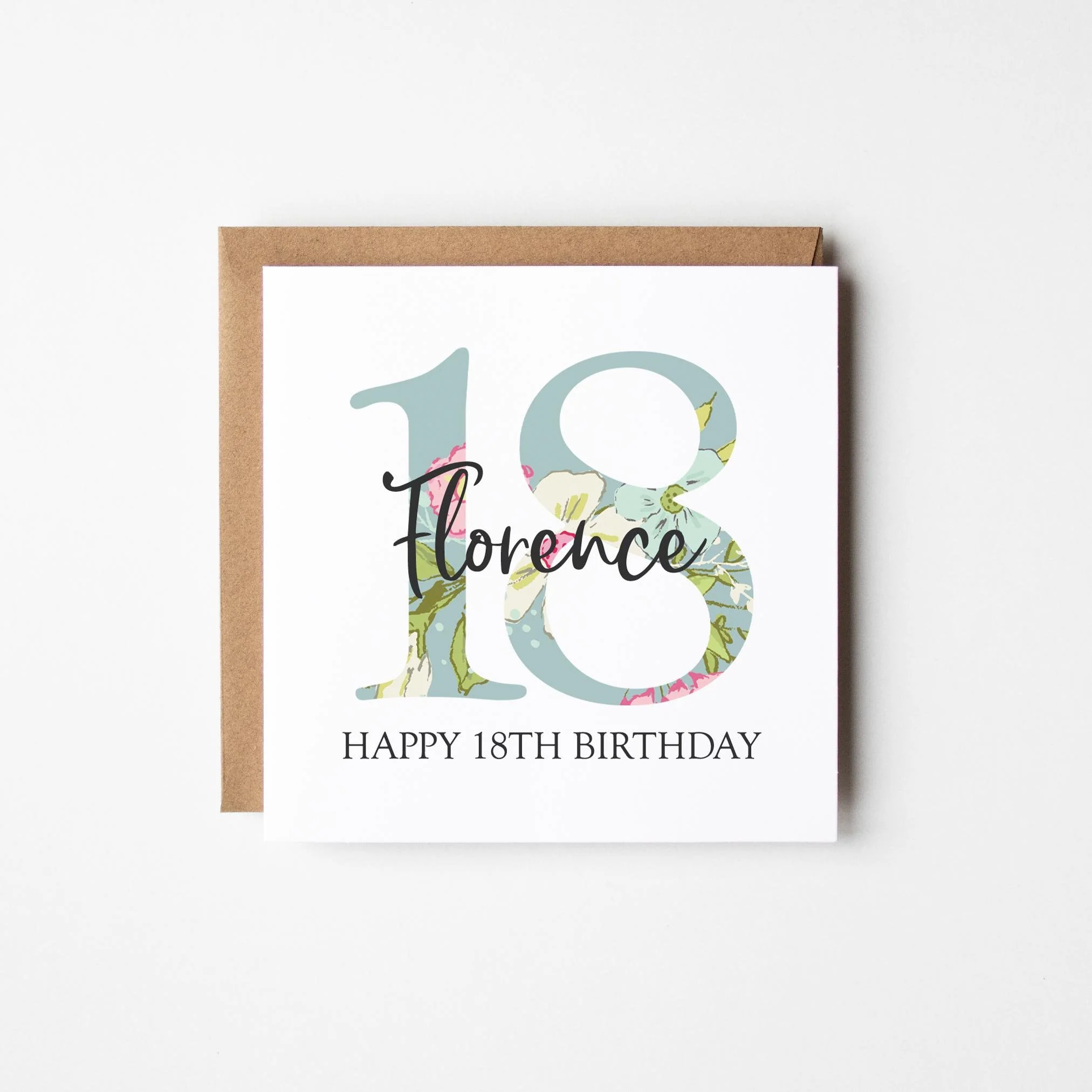 18th Birthday Card a?�� Personalised 18th Birthday Card for Her a?�� Daughter a?�� Friend a?�� Auntie a?�� Cousin a?�� Sister a?�� Floral 18th Card