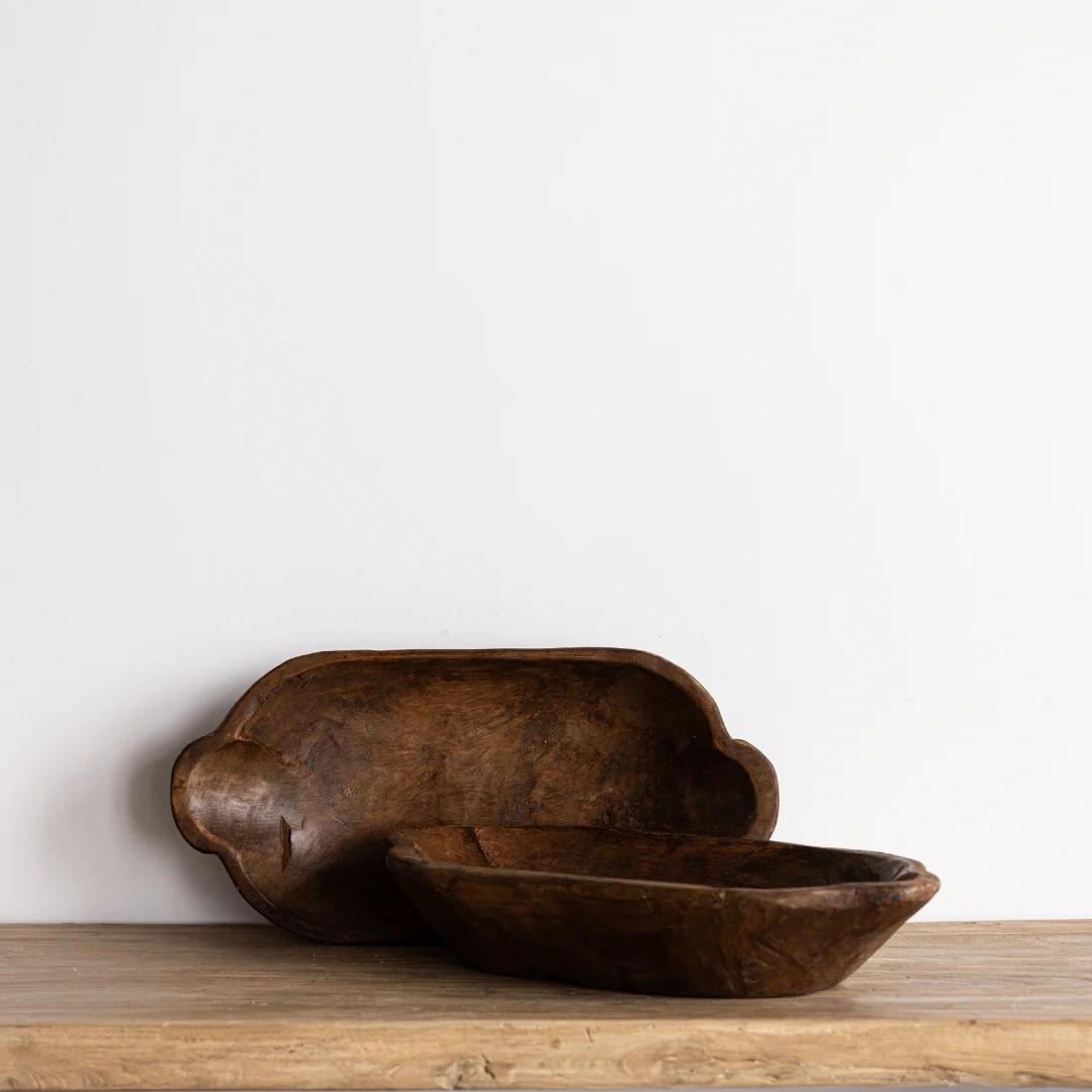 Dark Wooden Dough Bowl
