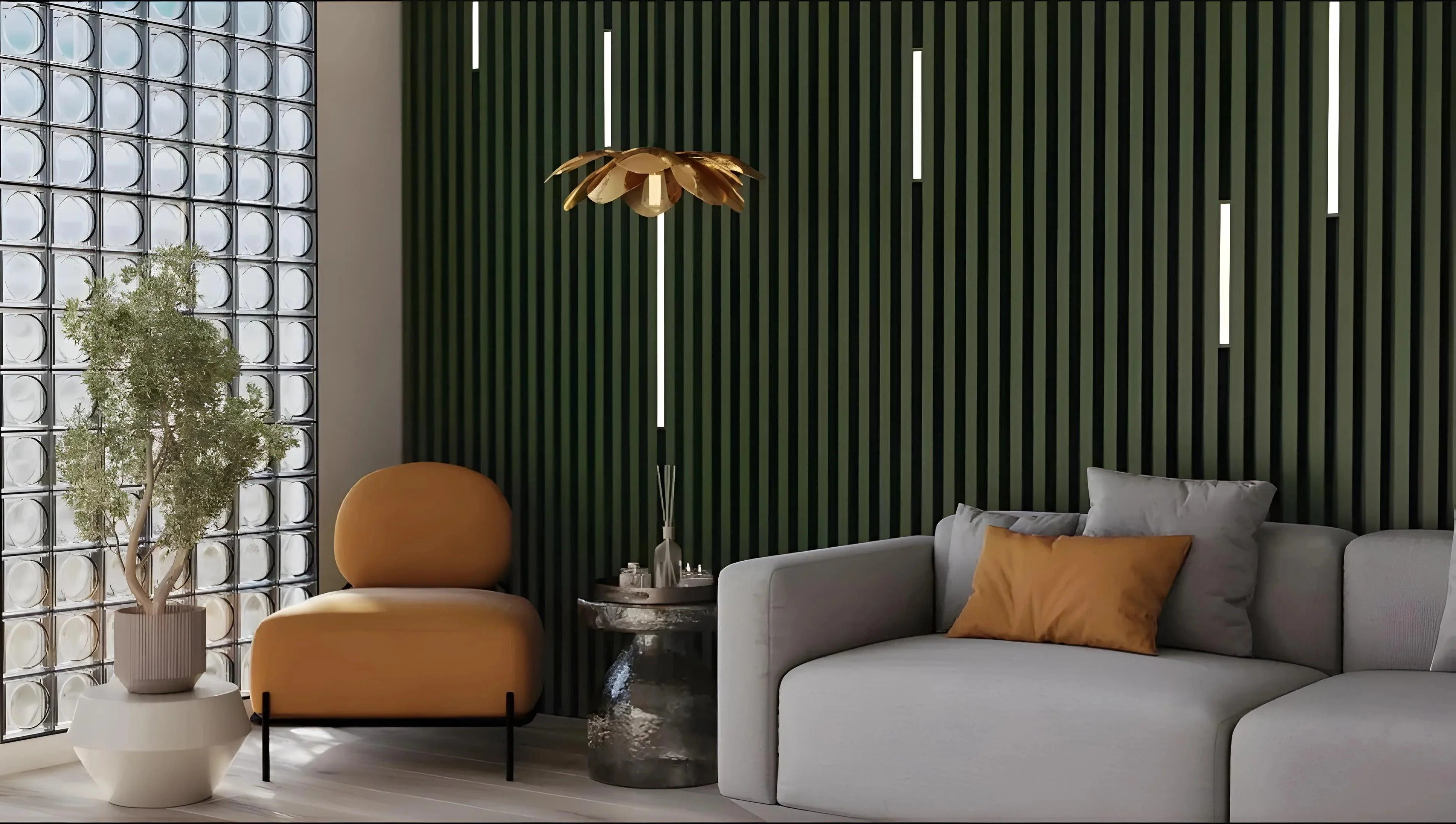 GYPSUM 3D WALL PANEL | LIGNEO + LED 0112