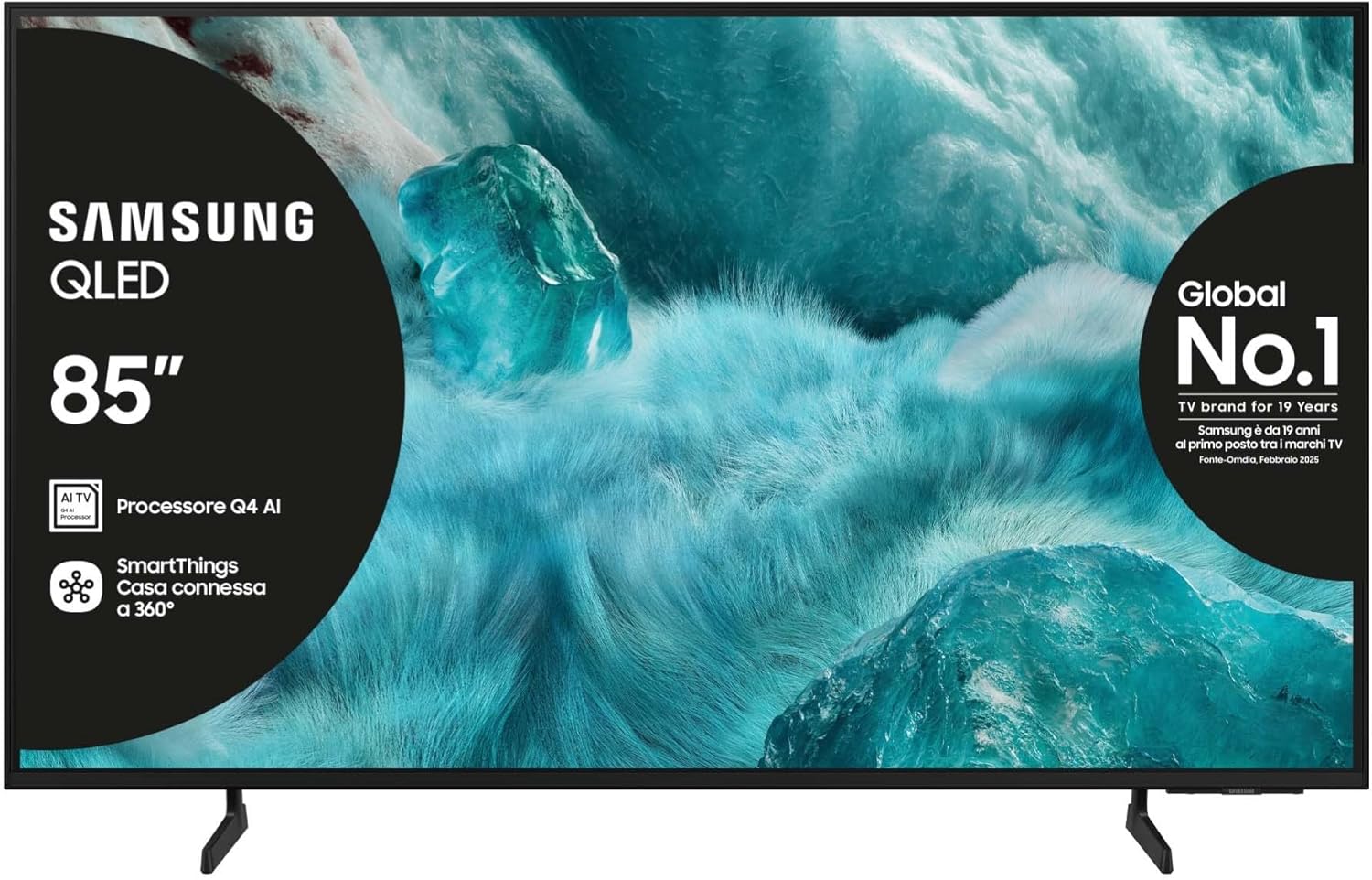 Samsung QLED 4K Vision AI Smart TV 85'' QE85Q7F4AUXZT, Q4 Processor, 100% Volume Colore con Quantum Dot, Motion Xcelerator, OTS Lite & Adaptive Sound, SlimLook Design, 2025