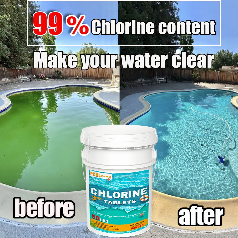 50 lbs 3" Chlor Tabs for Swimming Pools, Tablets, Chlorine Pool Chemicals