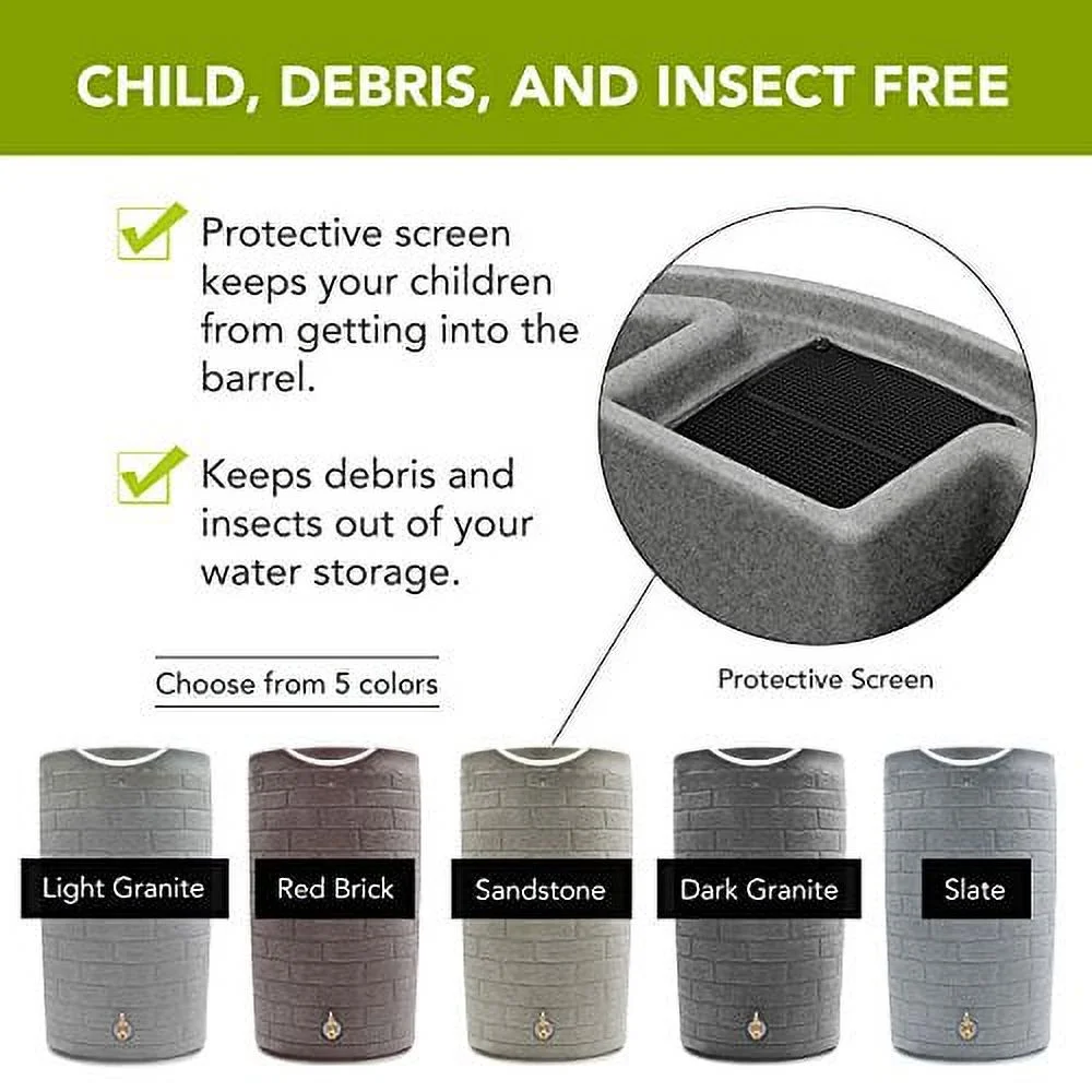 Good Ideas IMP-D50-DAR Impressions Downton Rain Saver Rain Barrel, 50 Gallon, Dark Granite
