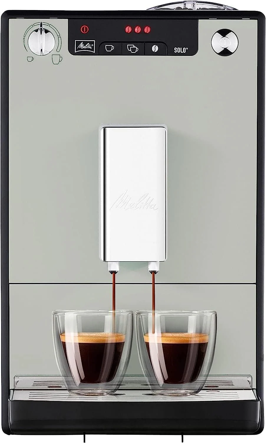 Melitta, Solo E950-222, Superautomatic Coffee Maker with Grinder, 15 Bars, Espresso Bean Coffee, Automatic Cleaning, Customizable, Pure Black