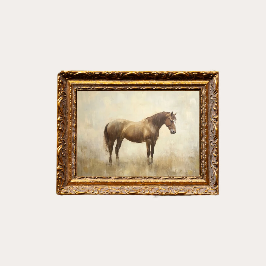 Le Cheval | French Brass Inspired Gold Mould Framed Art