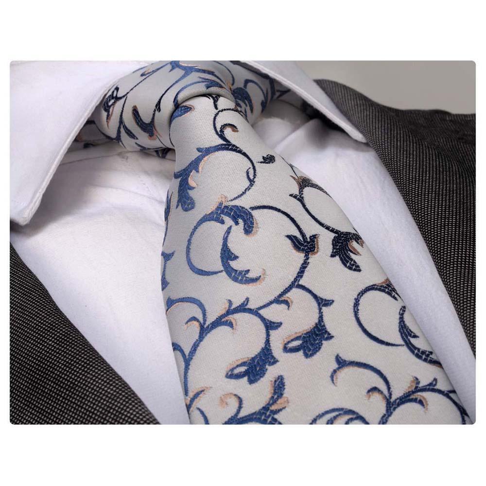 Grey Blue Paisley, Men's Premium Neck Tie