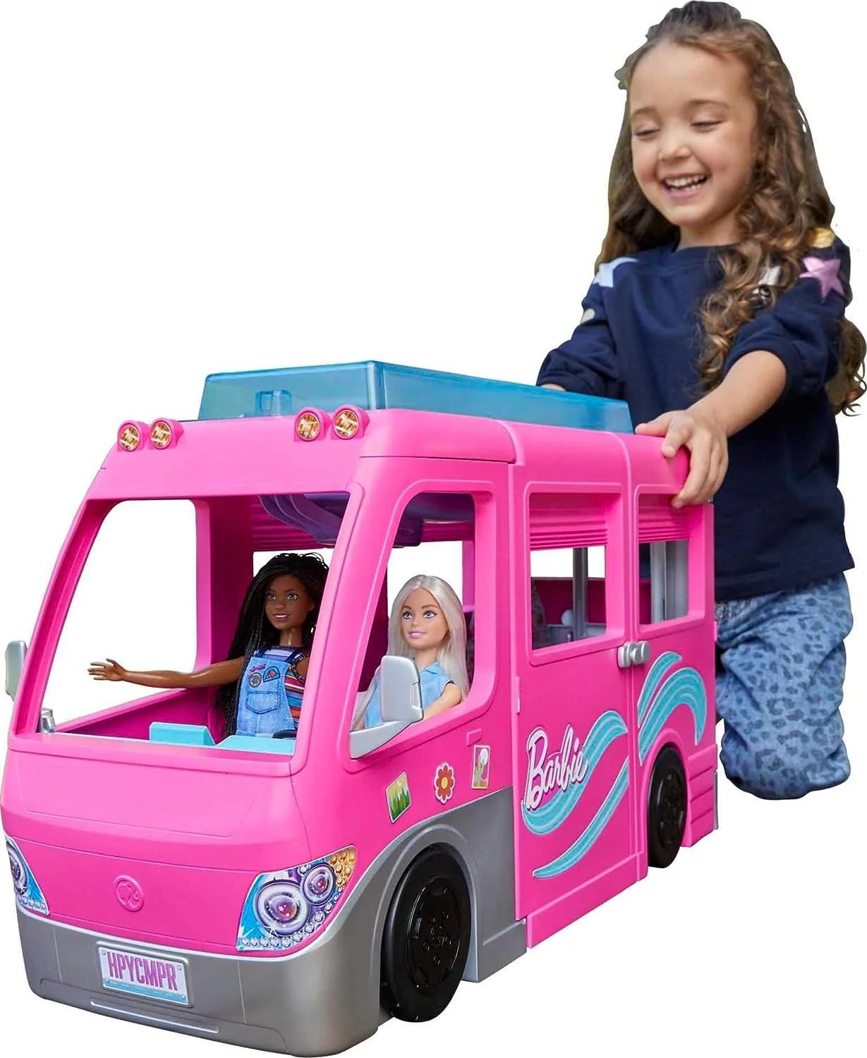 Playset, toy vehicle, comes with 60 accessories including furniture, swimming pool and 30-inch slide