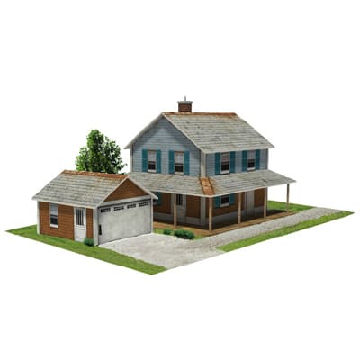 House (blue top, brown base, with garage)