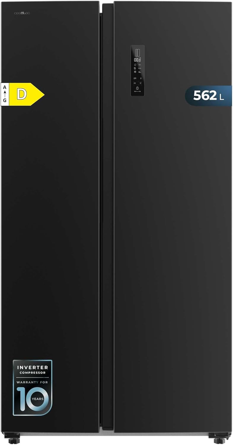 Cecotec Frigorifero Americano Bolero CoolMarket SBS 562 Scuro D. Compressore Inverter Plus Frigorifero Side By Side Inox Scuro 177X91.2Cm, 562L, No Frost, Multiairflow, Classe D, Fast Cooling