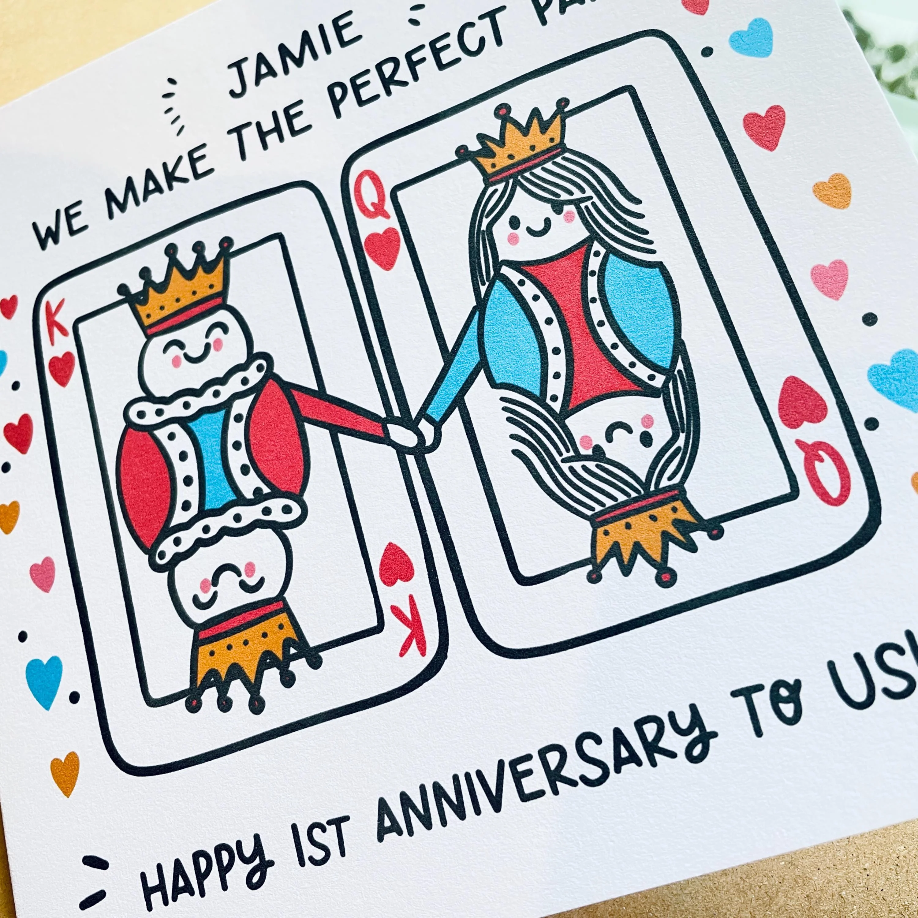 Husband 1st Anniversary Card: Personalised with Kraft envelope