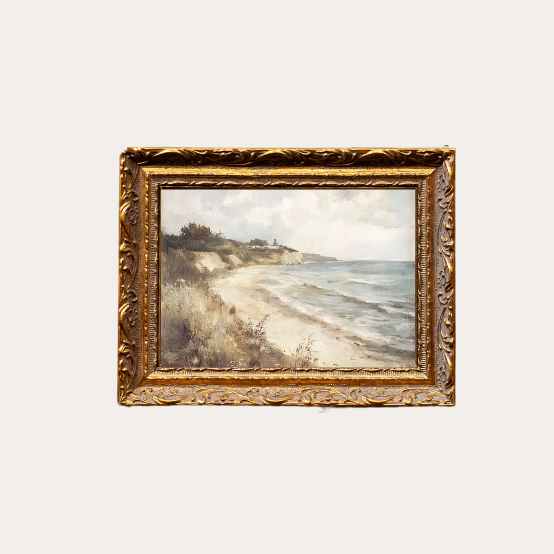 Vintage Coastline | French Brass Inspired Gold Mould Framed Art