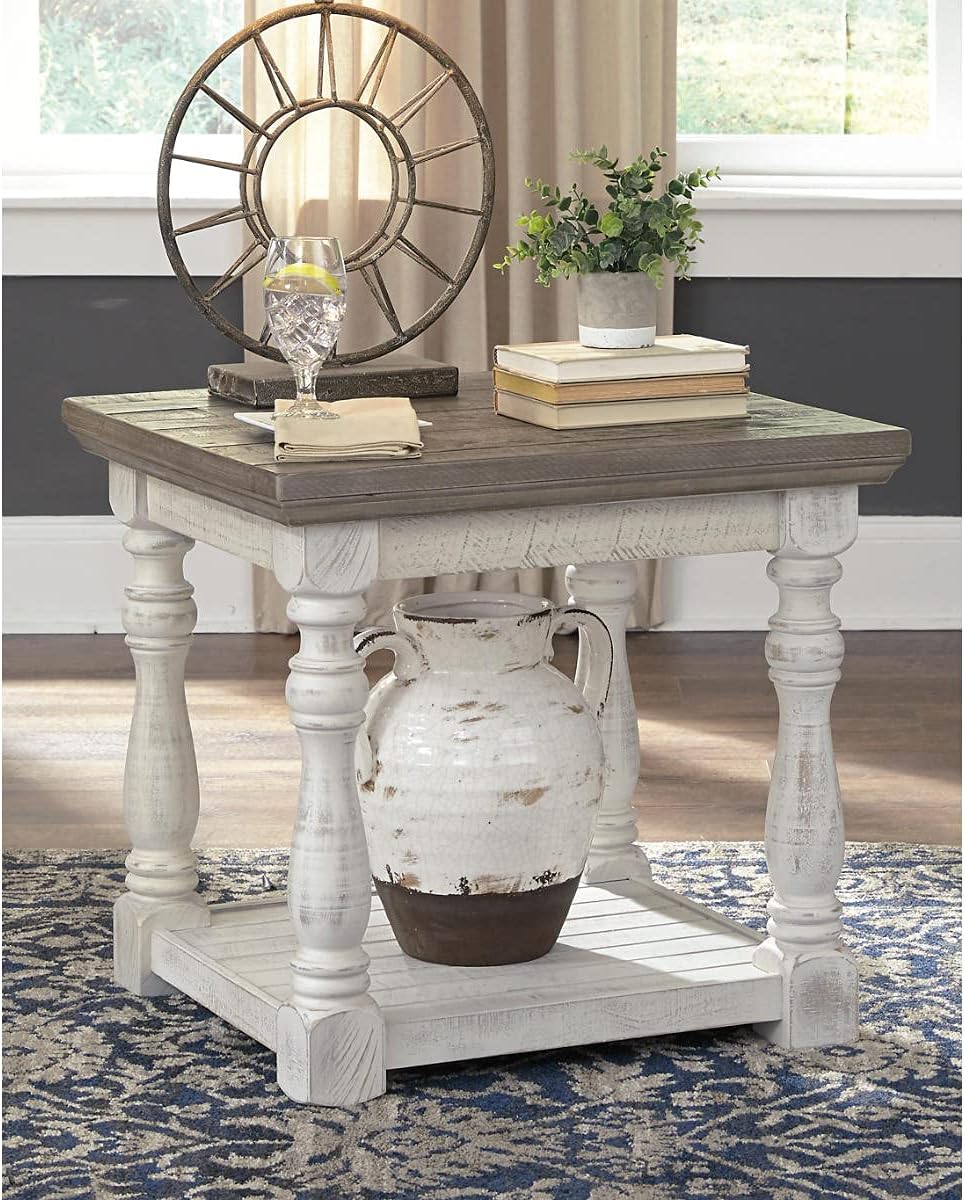Signature Design by Ashley Havalance Farmhouse Rectangular End Table, Floor Shelf, Wood, 26