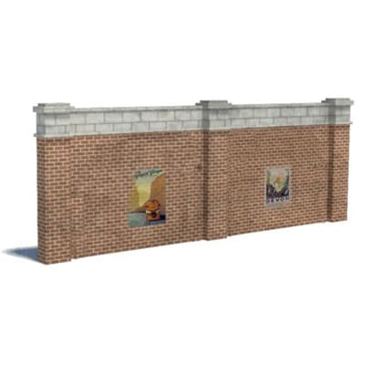 Wall (brown brick, 1 arched, 1 plain)