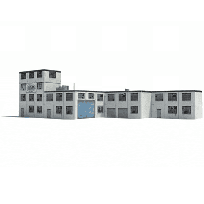 Background Extendable Multiple Buildings (white, blue roller door)