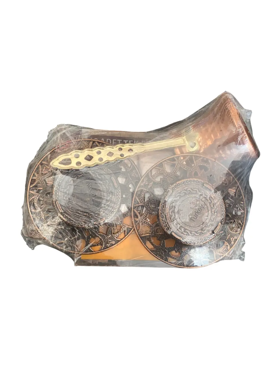 Turkish Coffee Cups and Pots Set - Gold Finish