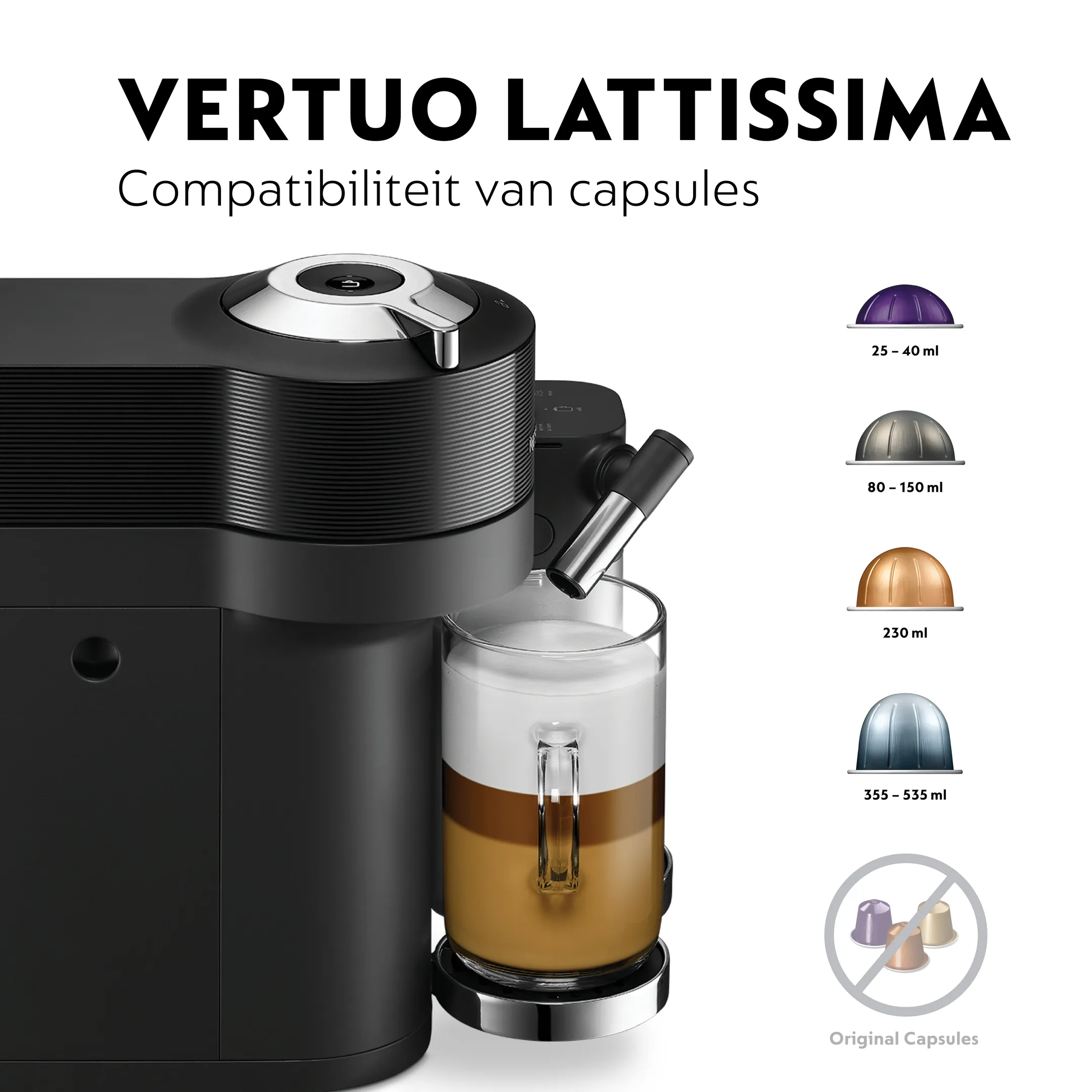 De'Longhi Nespresso Koffiemachine Vertuo Lattissima Black