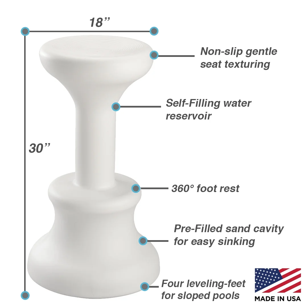 Dunn-Rite Products Made in USA Submersible Swim Up Pool Stools for Underwater Use, Bar Stool for Inside Pool and Patio Deck Seating, 24 Inch (1 Stool)