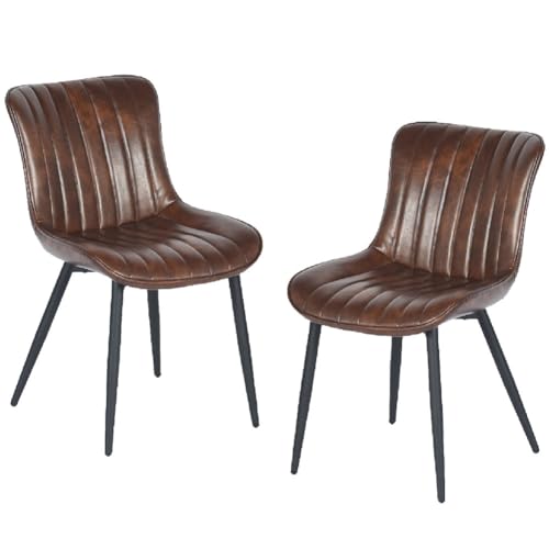 Shally Dogan Set 2 Sedie per Sala da Pranzo con Piedi in Acciaio Nero e Seduta con Rivestimento in Ecopelle Vintage, Sedia Ergonomica, Poltrona Ideale per Cameretta, Cucina, Ufficio : Amazon.it: Casa e cucina