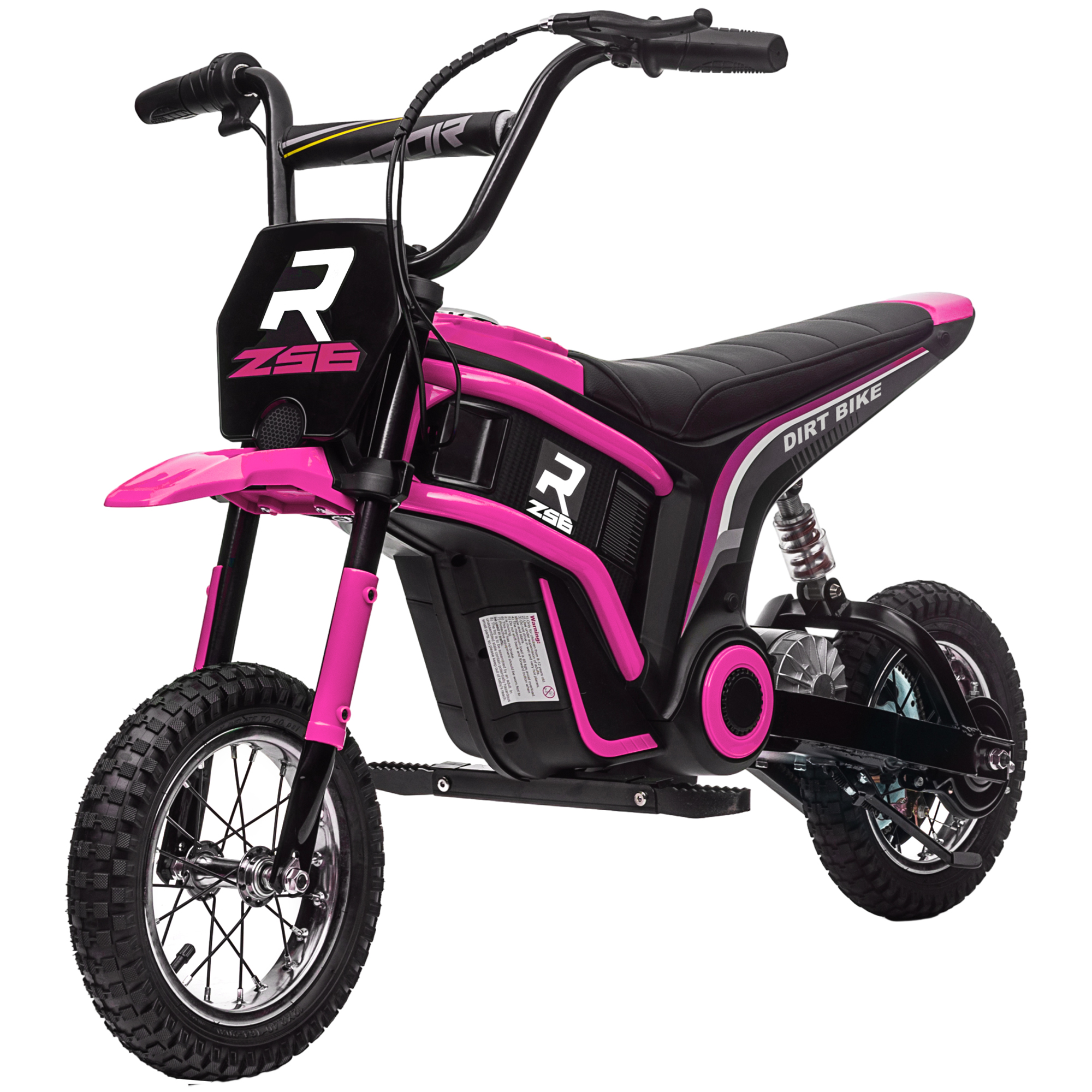 HOMCOM Kinderelektrische Motor, 24V Motorfiets met Claxon en Verlichting, Draaigashefboom, 8-16 km/u, 8-12 Jaar, Roze