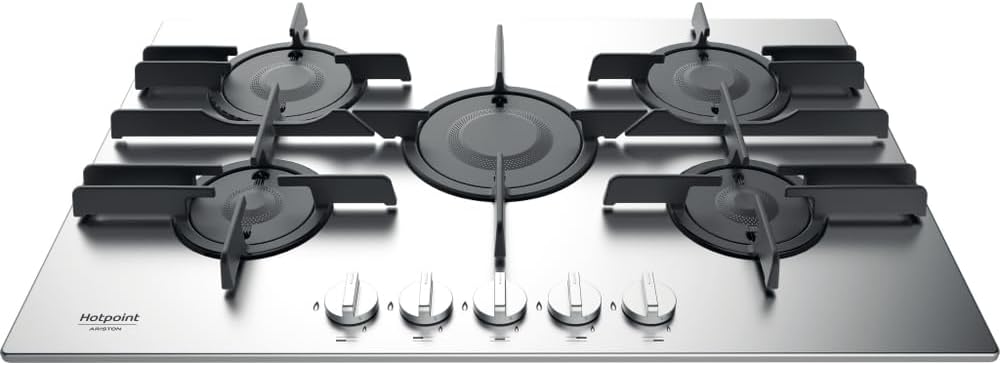 Hotpoint Ariston - Piano cottura a gas FTGHL 751 D/IX/HA finitura inox e griglie in ghisa da 75cm