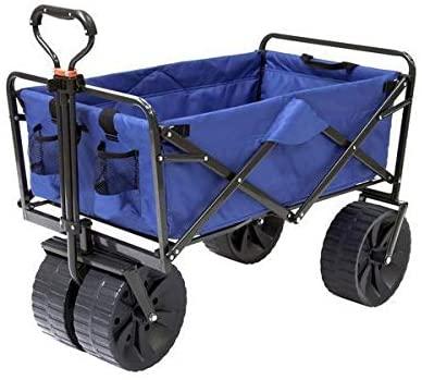 Mac Sports Heavy Duty Collapsible Folding All Terrain Utility Beach Wagon Cart Blue/Black