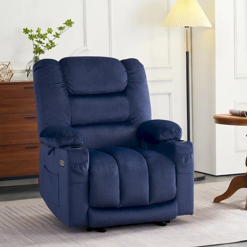 MCombo Electric Power Recliner Chair with Heat and Massage, Fabric 6079/PR670