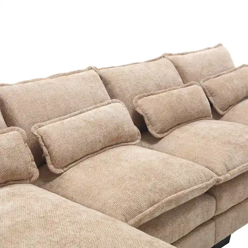 U-Shaped Chenille Sectional Sofa - Reversible Modular Seating