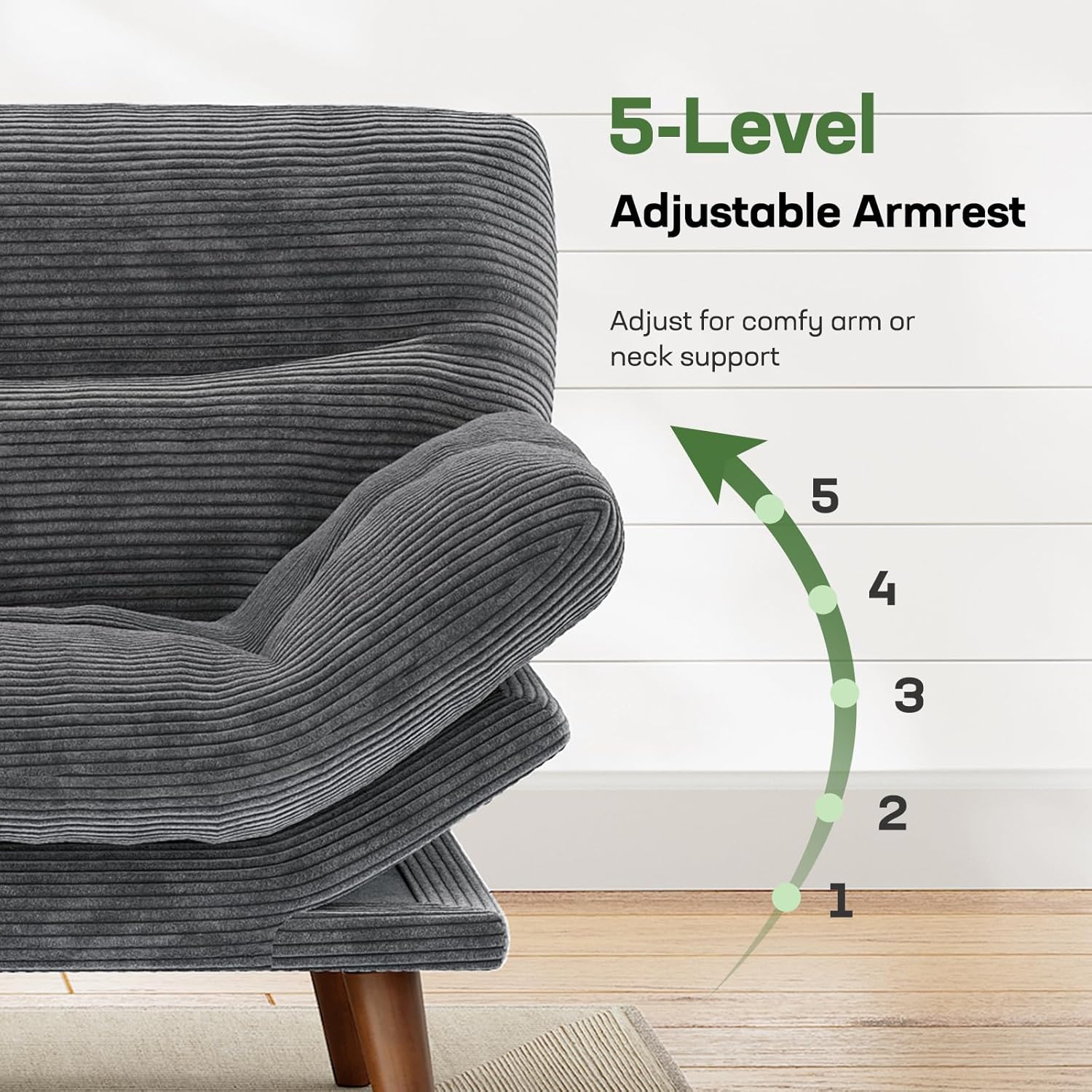 Futon Sofa Bed Futon Sofa with Adjustable Back and Armrests Converts to Small Sleeper Sofa Bed