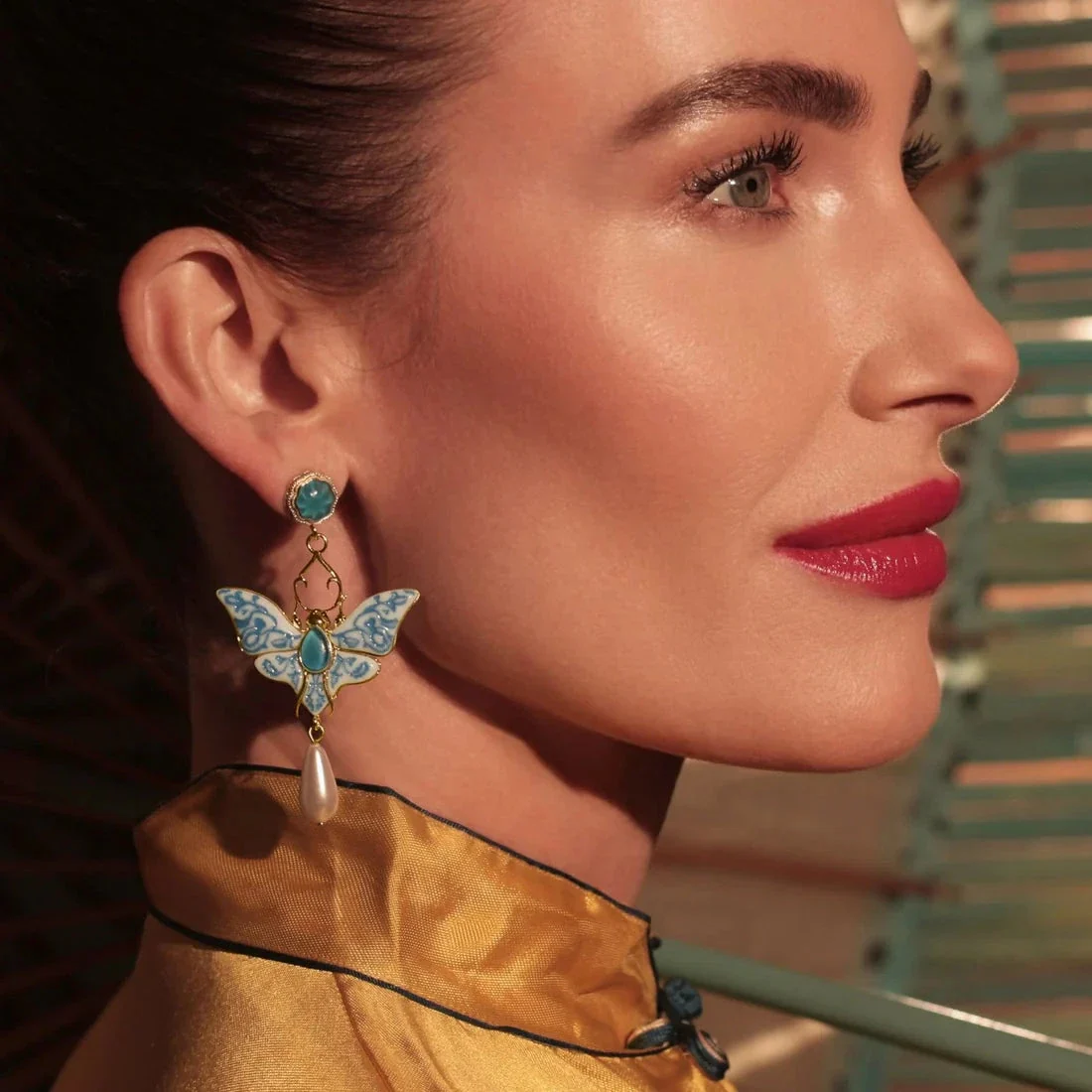 Pearl Moth Drop Earrings