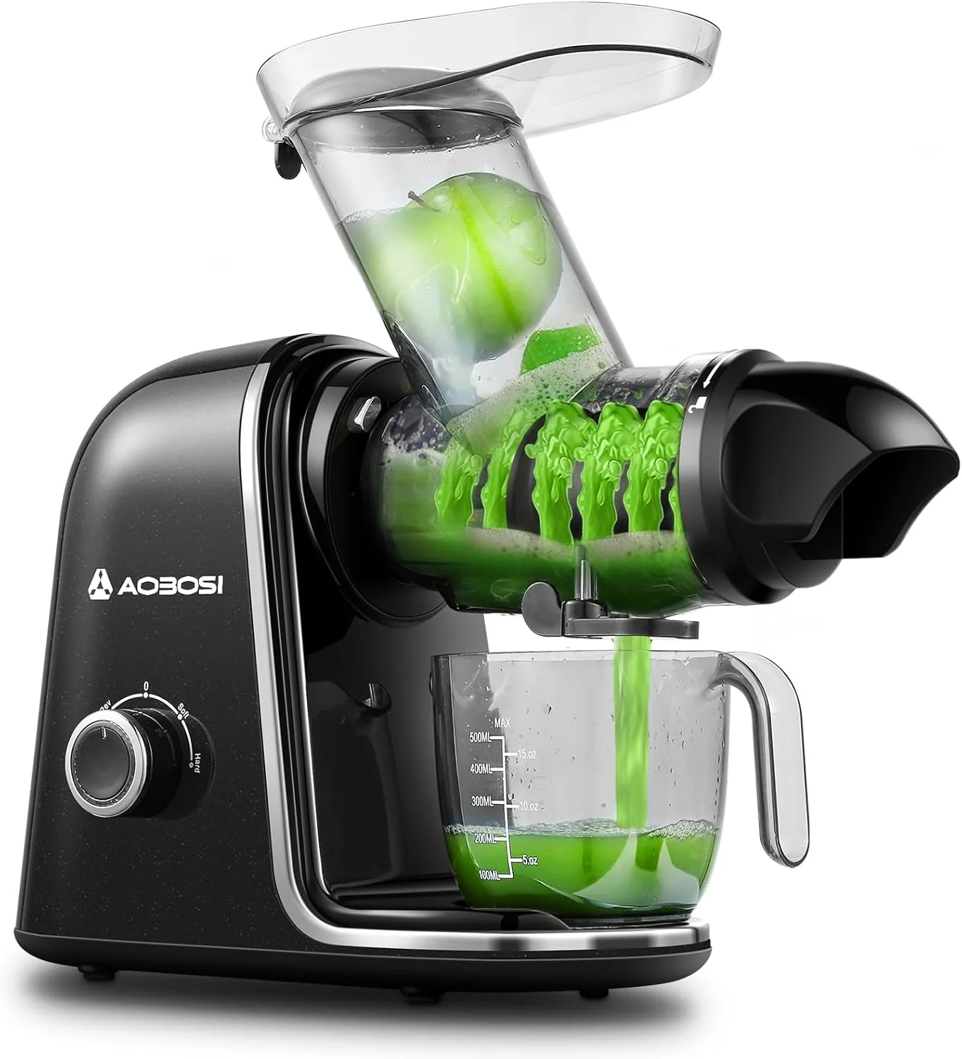 【Novità】 AOBOSI Spremiagrumi Estrattore di Succo a Freddo con 2 Velocità - Estrattore Frutta e Verdura con Coclea a 8 Stadi - Spremiagrumi con Spazzola per la Pulizia e 2 Bicchieri - Spremiagrumi con Funzione di Retromarcia