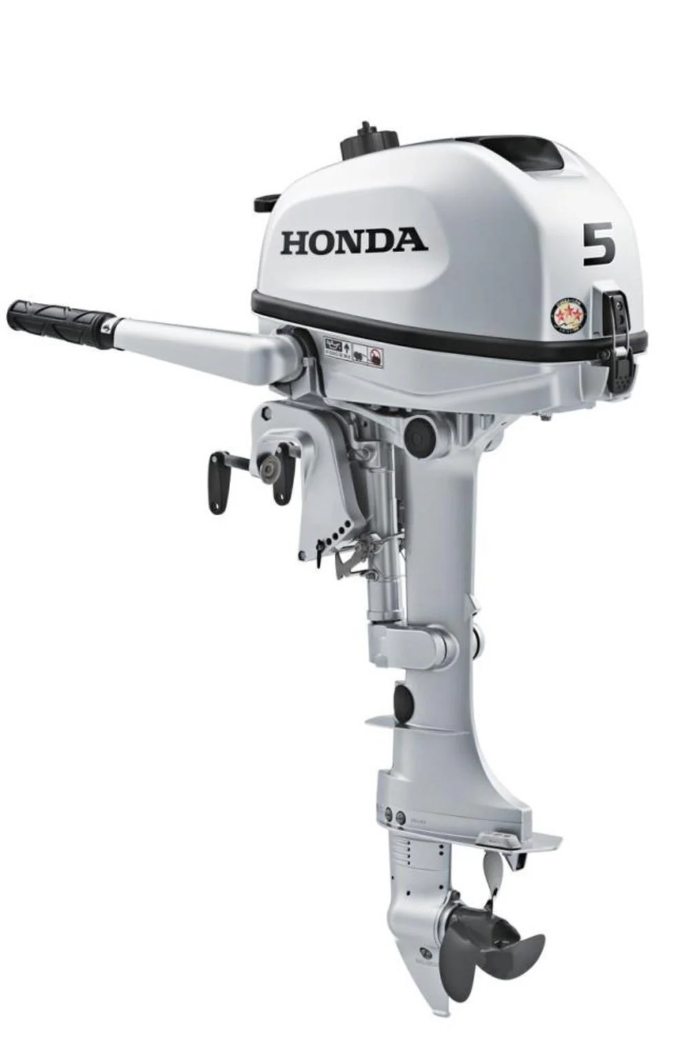 5 HP outboard motor with tiller, 20-inch shaft