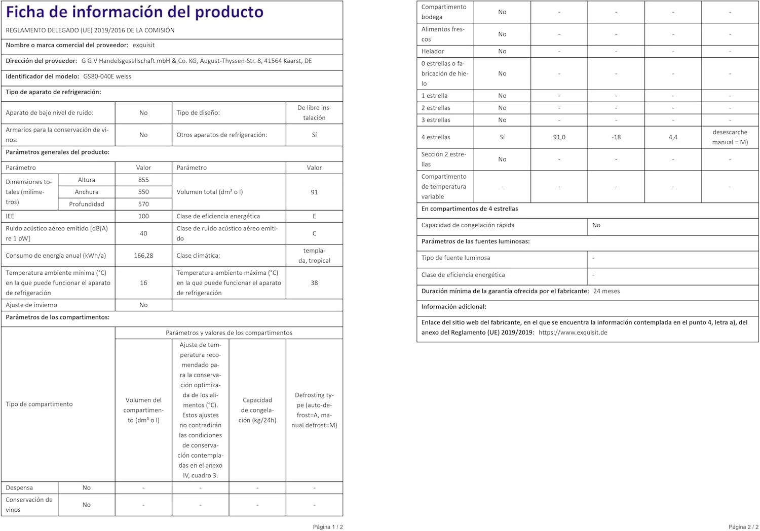Exquisit Gefrierschrank GS80-040E weiss | Standgerät | 91 l Volumen | Weiß | Gefrieren | Türanschlag wechselbar | Gefrierschubladen