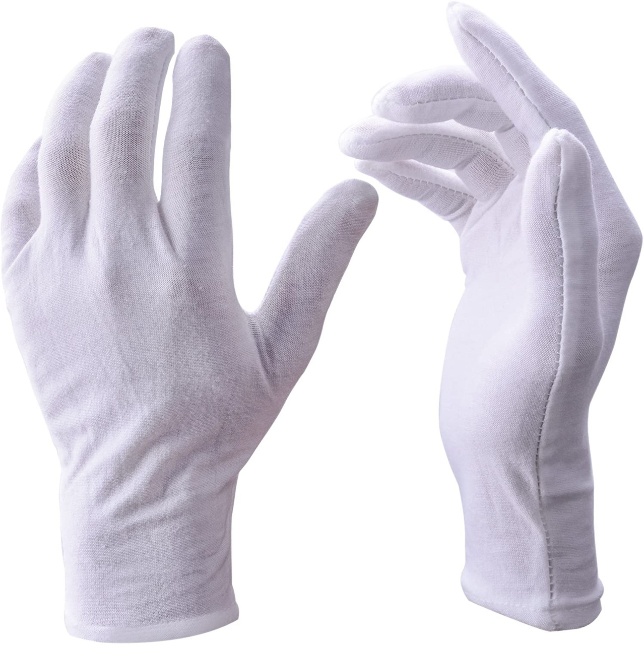White Cotton Gloves Adult PAIR Stitched Gloves White Adult PAIR 5020 Standard 9�� Men & Women 5021