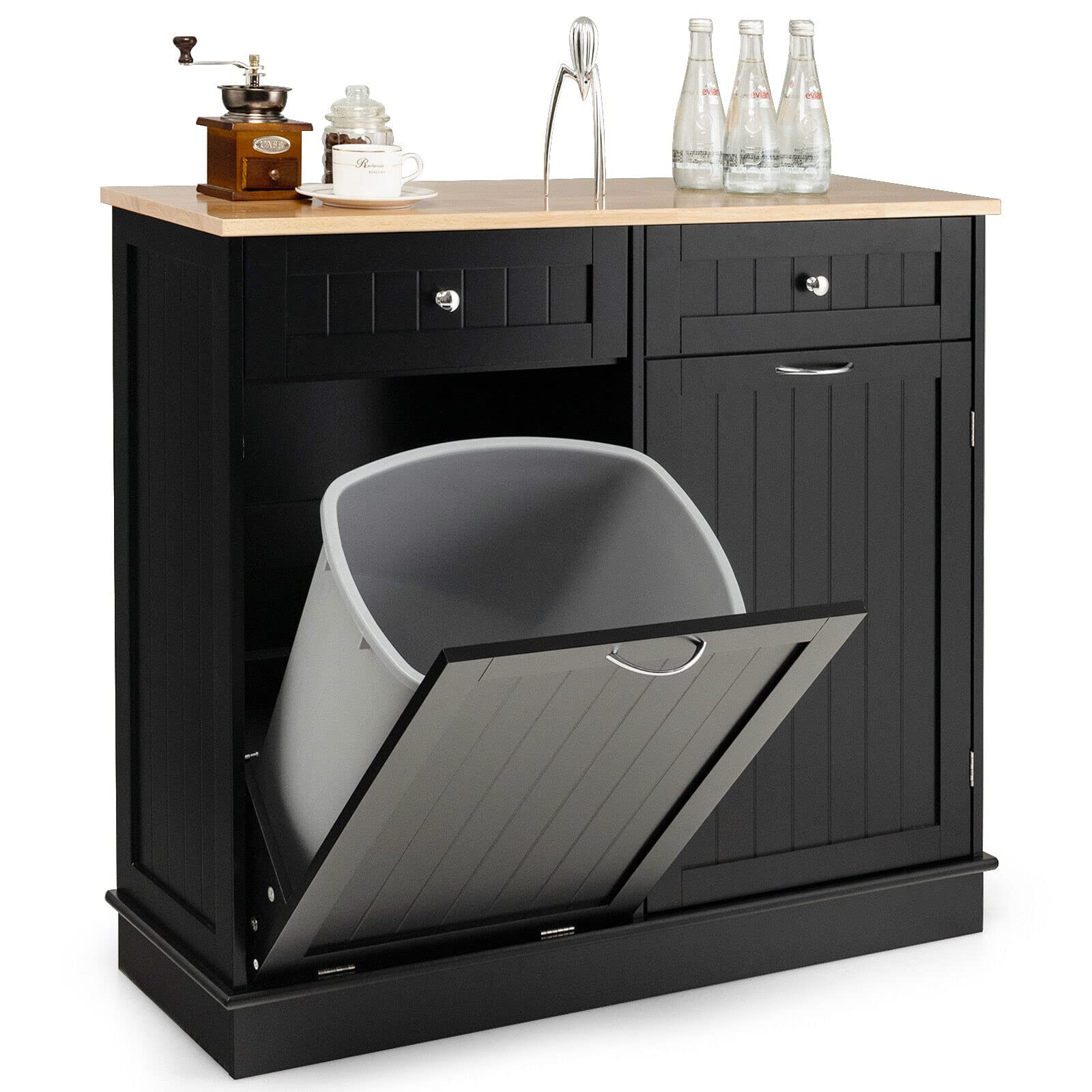 Giantex Kitchen Trash Cabinet, Tilt Out Trash Bin Cabinet with Single Trash Can Holder