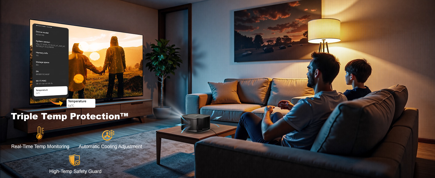 Projector ONO5Pro_Home Theater projector with Triple Temp Protection