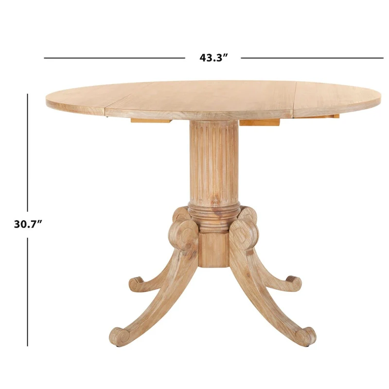 SAFAVIEH Jeane Antique White Drop Leaf Dining Table - 43 W x 43 D x 31 H - 43Wx43Dx31H