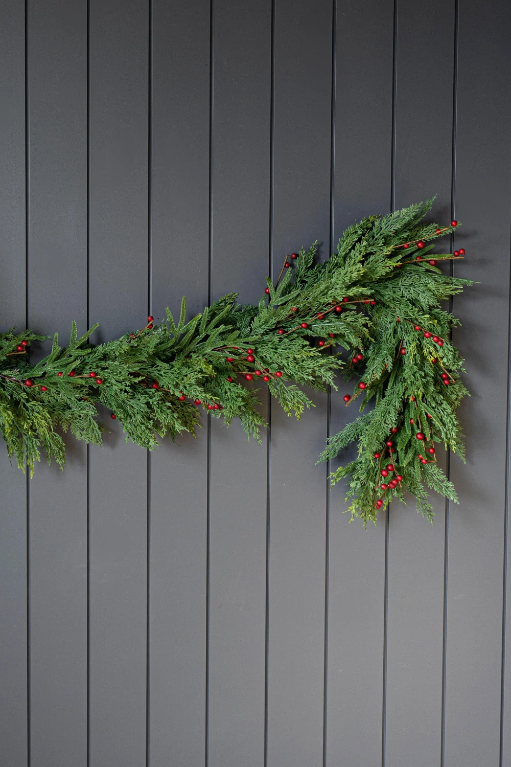 Red Plum Berry Norfolk Cypress Real Touch Garland - 6 Ft