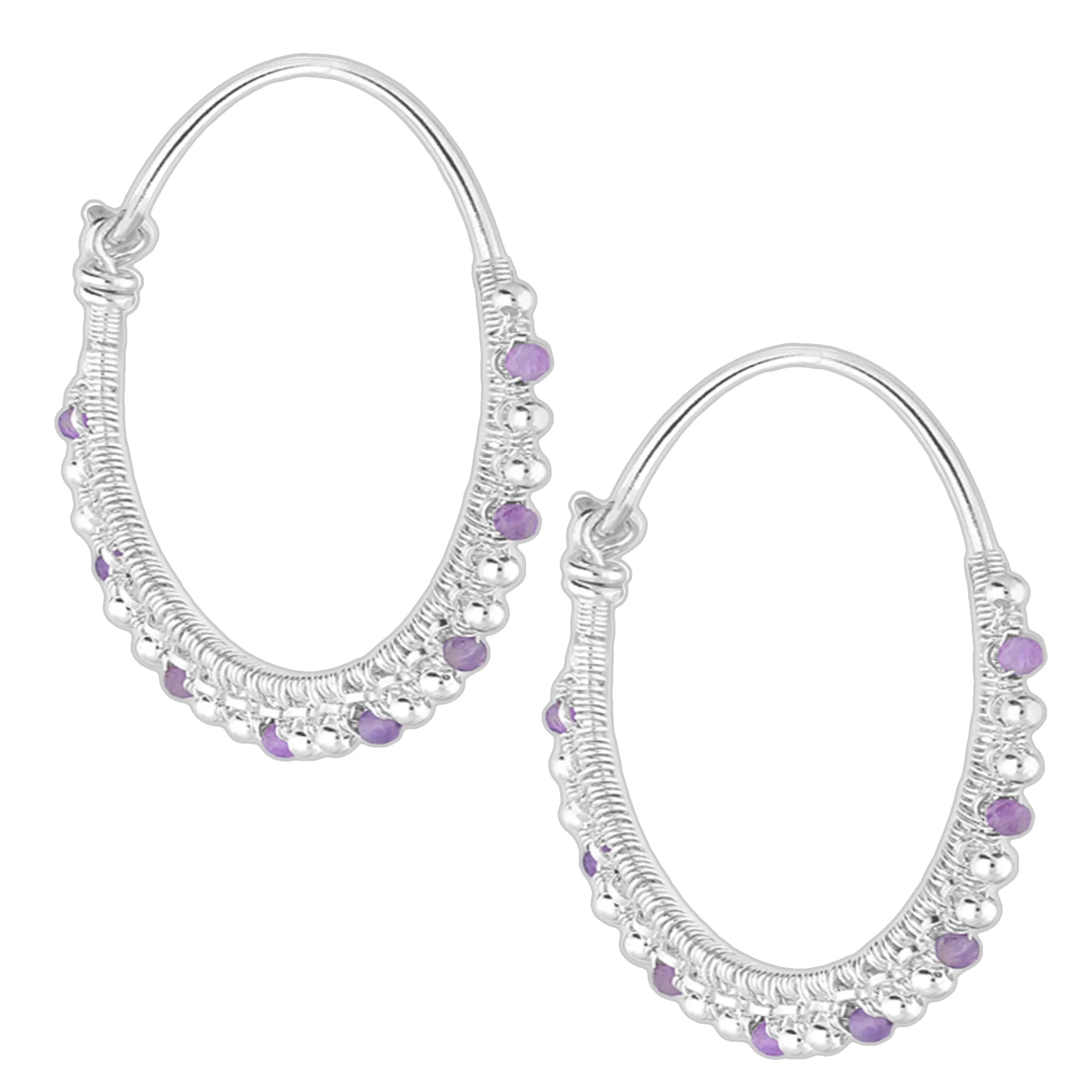 Laihas Handmade Amethyst Hoop Earrings 40mm