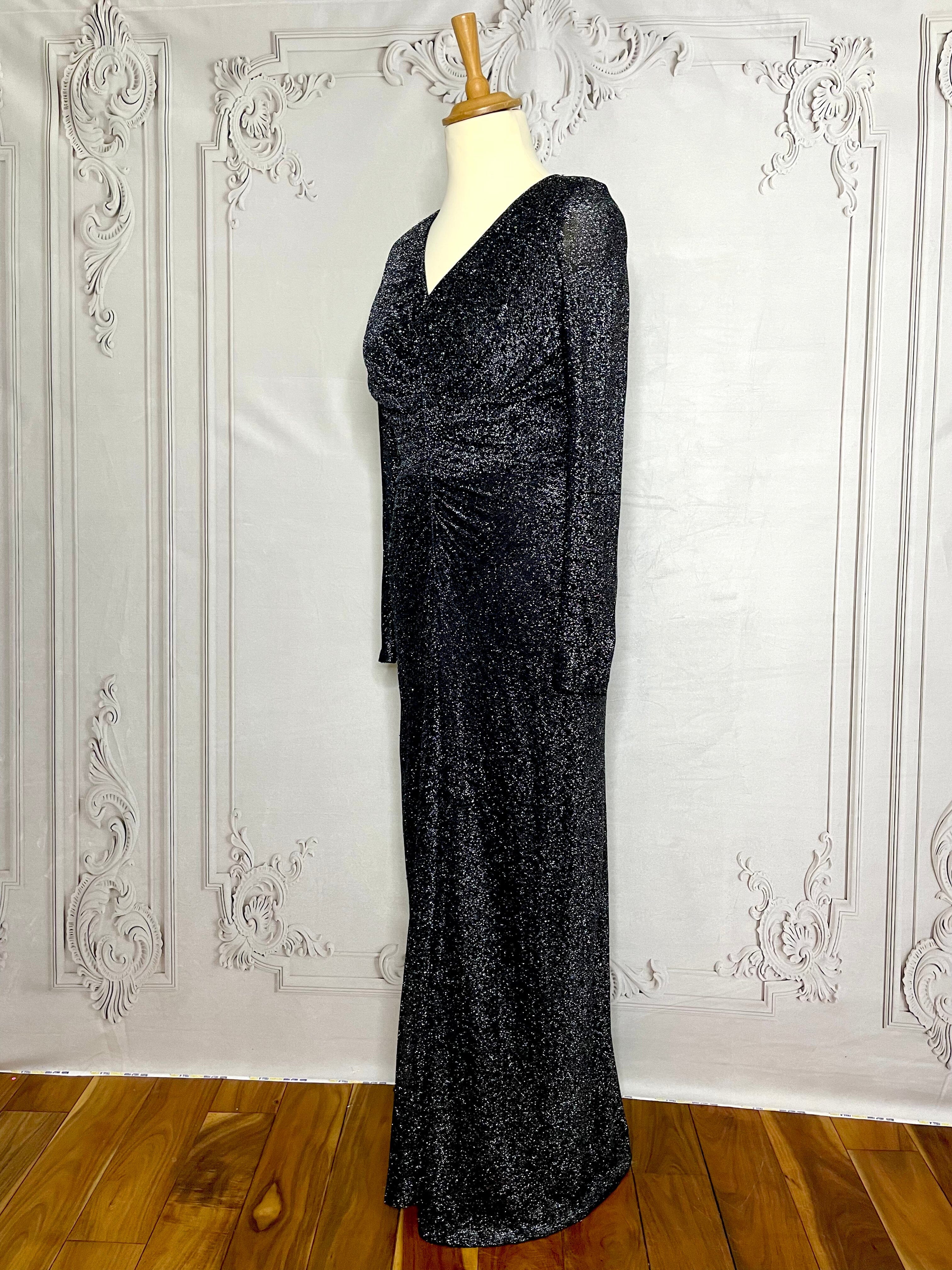 1970s Lurex Sparkle Floor Length Bond Girl Gown