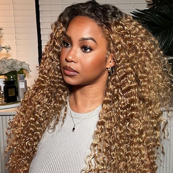 Clearance 16 To 30 Inches 1B/27 Ombre Color Deep Wave 13x4 Lace Front Wig Remy Human Hair Wigs For Woman