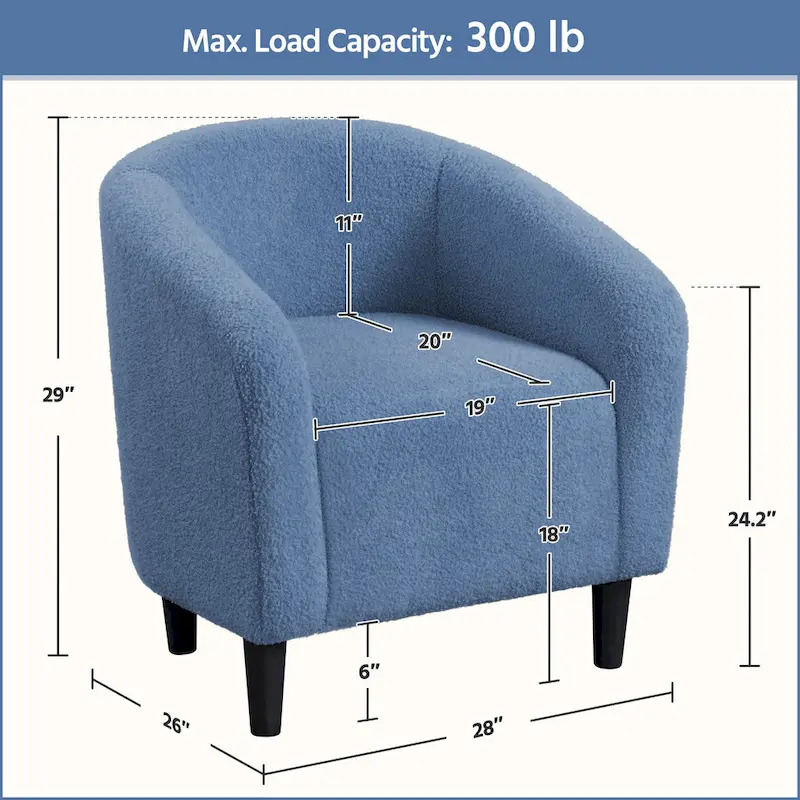 Yaheetech Club Chair Accent Barrel Chair Upholstered Arm Chair