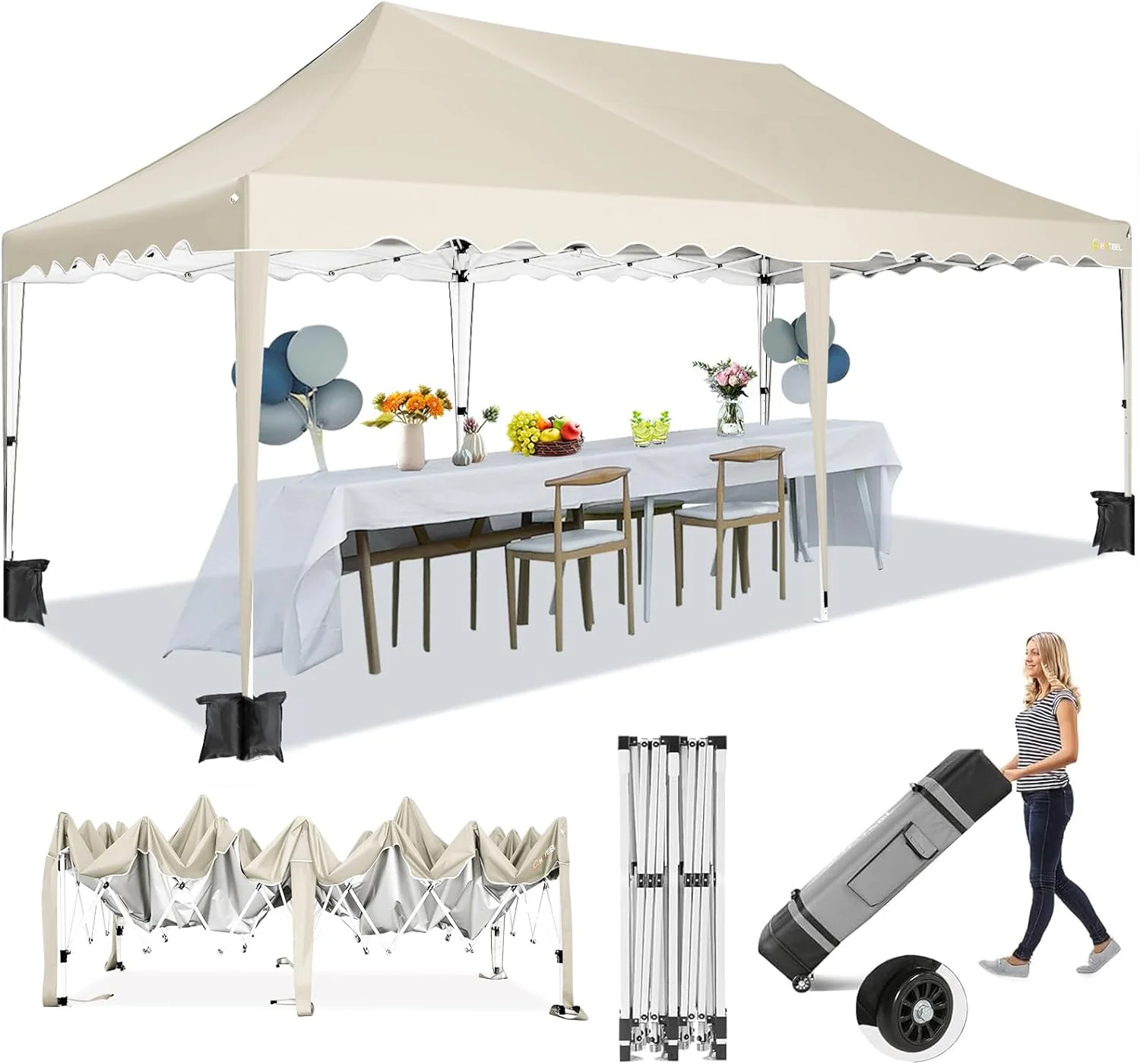 HOTEEL 10x30FT Party Tent with 8 Removable Sidewalls for Parties, Carpas para Fiestas