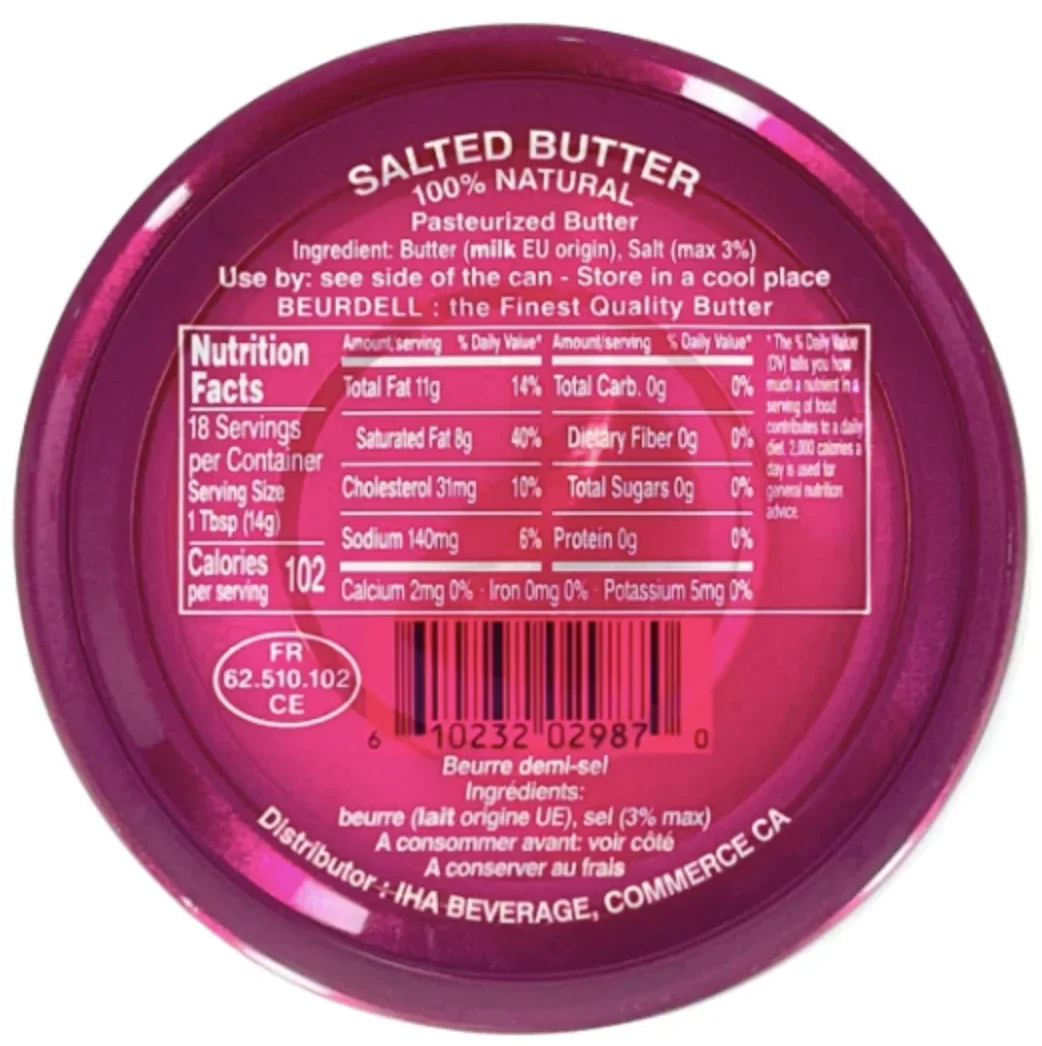 Beurdell Canned French Butter - 100% Natural Salted Pasteurized Real Butter Long Shelf Life Emergency Survival Food