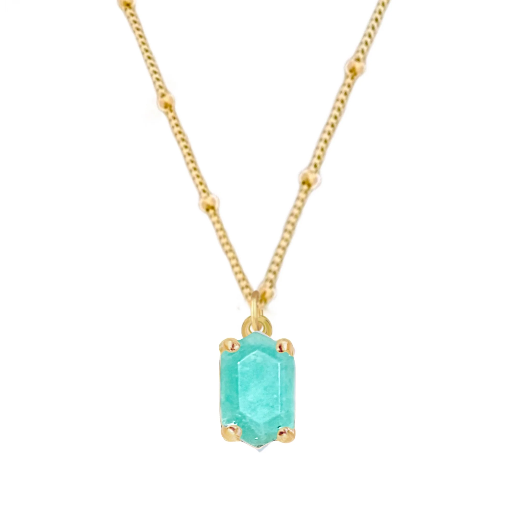 Laihas Mini Hex Crystal Gold Amazonite Necklace